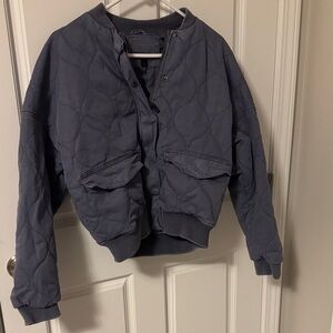 Universal Thread Quilted Bomber Jacket in Charcoal